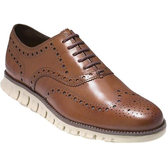 NWT Cole Haan mens Zerogrand Wingtip Oxford, British Tan Closed Holes-Size 8 - Picture 4 of 6